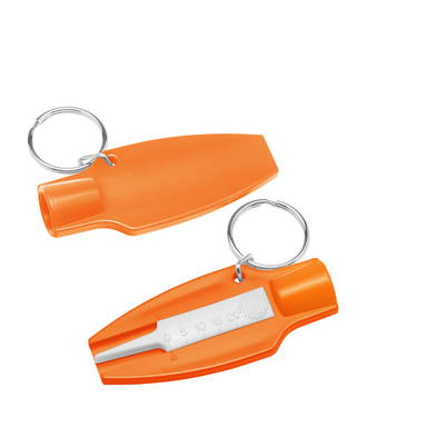 Reifenprofiltiefenmesser mit Ventilkappenöffner - Orange, weiß