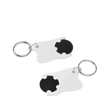 Shopping cart coin keychain tooth - Black, white
