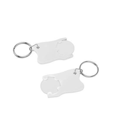Shopping cart coin keychain tooth - White, white