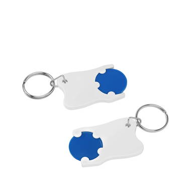 Shopping cart coin keychain tooth - Blue, white