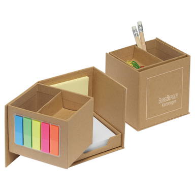 Ausklappbare Memobox aus Karton 103 x 89 x 103 mm - Beige