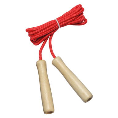 Corde à sauter avec poignées en bois - Beige, rouge