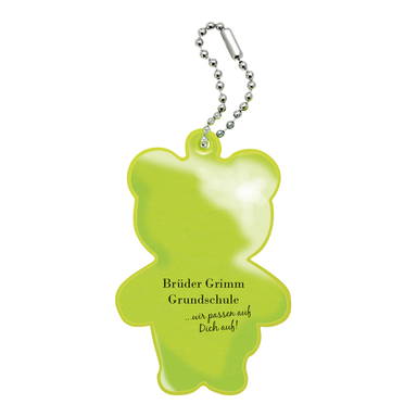 Reflecterende sleutelhanger beer - Neongeel