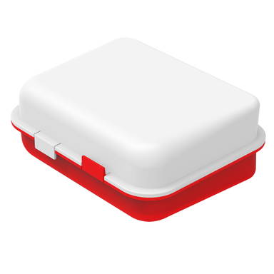 Kunststof luchbox met scheiding 18 x 15 x 7 cm - Wit, rood