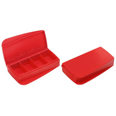Pillendoosje 4 vakken makkelijk te openen 82 x 46 x 17 mm - Rood, rood