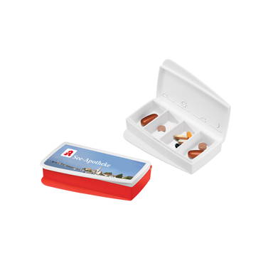 Pillendoosje 4 vakken makkelijk te openen 82 x 46 x 17 mm - Wit, wit