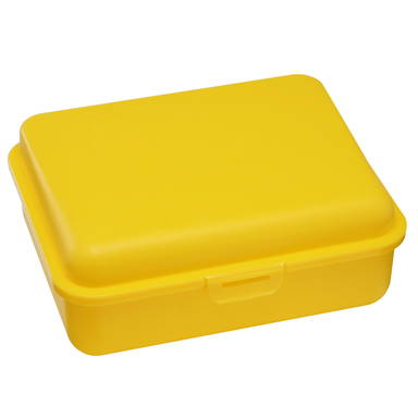 Grote kunststof lunchbox met verdeler 18 x 14 x 7 cm - Geel