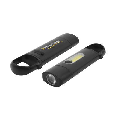 Lampe torche COB avec mousqueton - Noir
