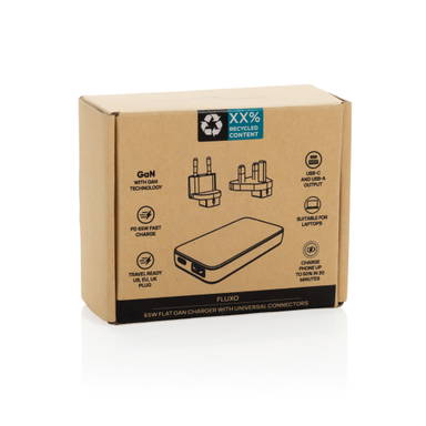 Fluxo RCS 65W platte GaN-lader met universele connectors
