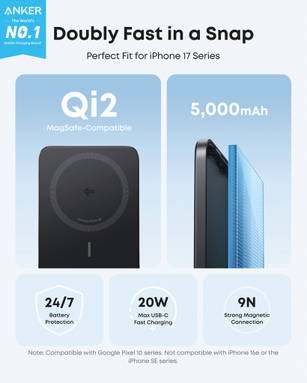 Anker Nano Wireless Power Bank 5K 15W MagGo slim Qi 2.0