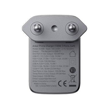 Anker Prime-oplader (100 W, 3 poorten, GaN)