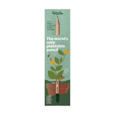 Sproutworld geslepen potlood met zaadjes en headercard - Houtbruin