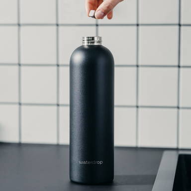 Waterdrop RVS thermosfles 600 ml - Zwart