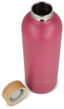 Waterdrop RVS thermosfles met bamboe dop 600 ml - Donker Roze