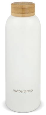 Waterdrop RVS thermosfles met bamboe dop 600 ml - Wit