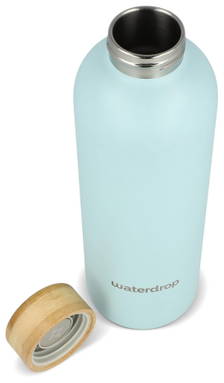 Waterdrop RVS thermosfles met bamboe dop 600 ml - Pastel blauw
