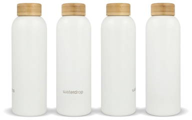 Waterdrop RVS thermosfles met bamboe dop 600 ml - Wit