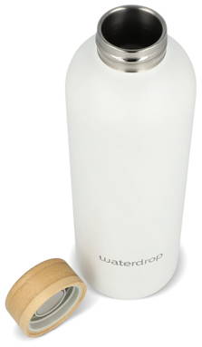 Waterdrop RVS thermosfles met bamboe dop 600 ml - Wit