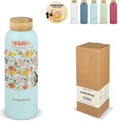 Waterdrop RVS thermosfles met bamboe dop 600 ml