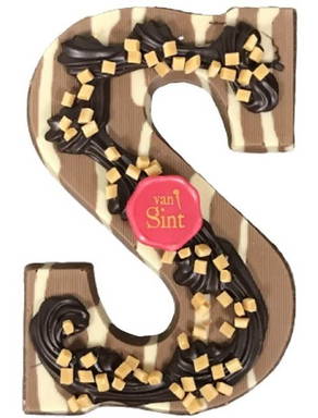 Lettera di cioccolato S marmorizzata al caramello fudge decorata 225 grammi - Standard