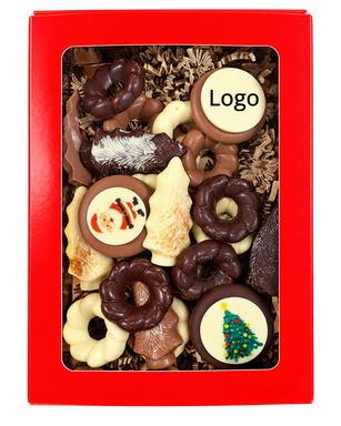 Vensterdoos met ambachtelijke kerstchocolade 250 gram
