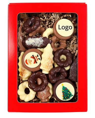 Boîte fenêtre avec chocolats de Noël artisanaux 250 grammes