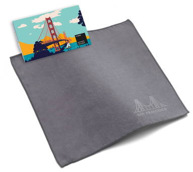 Chiffon de nettoyage en microfibre gaufrée 20 x 20 cm dans un étui en papier - Gris