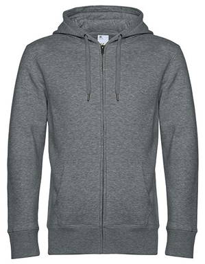 B&C KING hoodie met rits - Heather mid grey