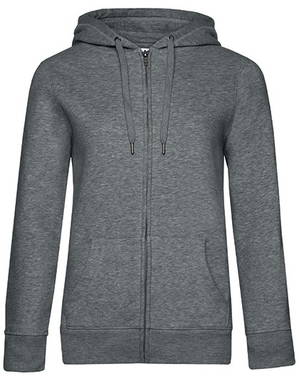 B&C QUEEN dames hoodie met rits - Heather mid grey
