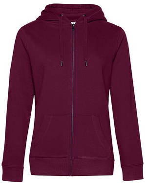 B&C QUEEN dames hoodie met rits - Dark cherry