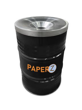 Prullenbak olievat 200 L | Zwart vat | Full color sticker