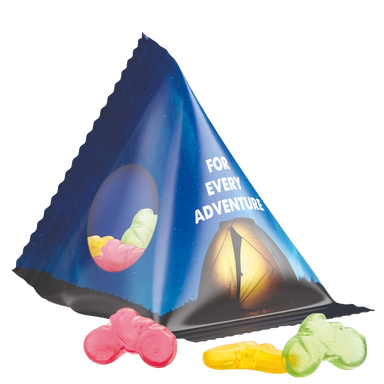 Tetrahedron bag gevuld met snoep | 65 x 70 mm - Transparent