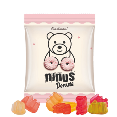 Express mini bag gevuld met 7 g jelly bears | 70 x 84 mm - White