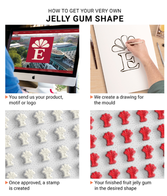 Mini bag met Trolli fruit jelly gums in eigen vorm - Transparent