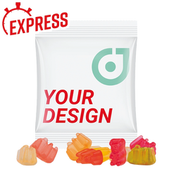 Express mini bag gevuld met 7 g jelly bears | 70 x 84 mm