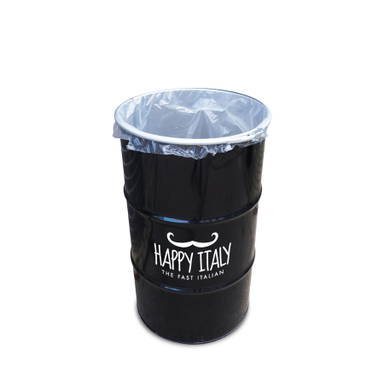 Prullenbak olievat 120 L | Zwart vat | Full color sticker