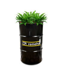 Blumentopf Ölfass 120 L | Schwarzes Fass | Vollfarb-Aufkleber