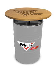 Table haute fût pétrolier 200 L | Fût couleur RAL personnalisée | Plateau bois avec gravure | Autocollant couleur